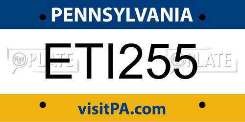 ETI255 Pennsylvania License Plate
