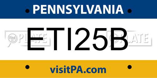 ETI25B Pennsylvania License Plate
