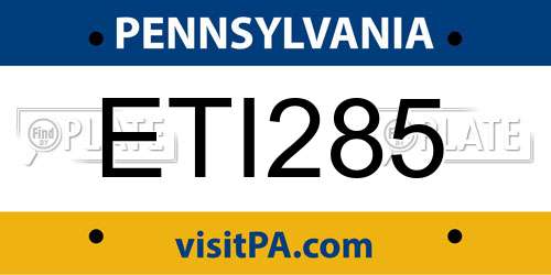 ETI285 Pennsylvania License Plate