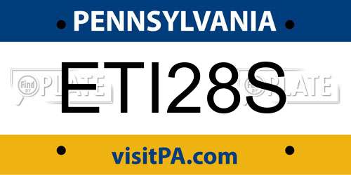 ETI28S Pennsylvania License Plate