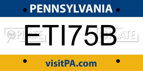ETI75B Pennsylvania License Plate