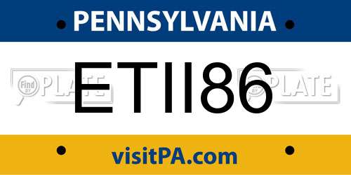 ETII86 Pennsylvania License Plate