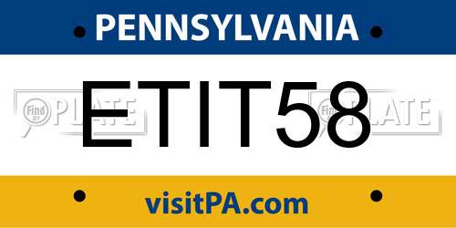 ETIT58 Pennsylvania License Plate