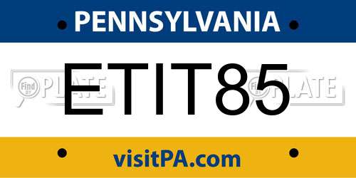 ETIT85 Pennsylvania License Plate