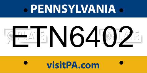 ETN6402 Pennsylvania License Plate