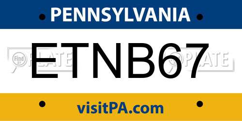 ETNB67 Pennsylvania License Plate