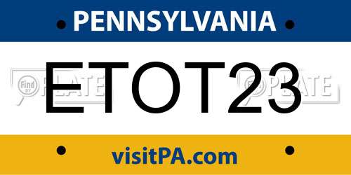 ETOT23 Pennsylvania License Plate