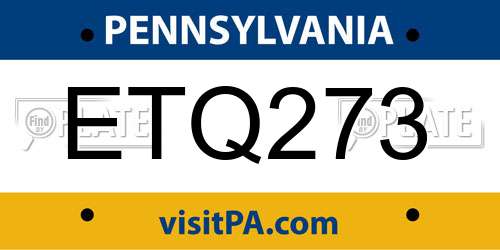ETQ273 Pennsylvania License Plate