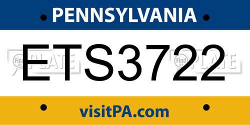ETS3722 Pennsylvania License Plate