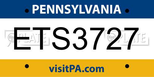 ETS3727 Pennsylvania License Plate
