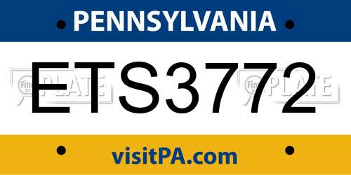 ETS3772 Pennsylvania License Plate