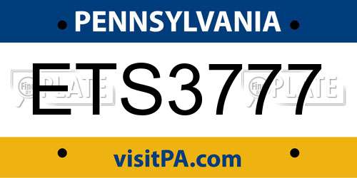 ETS3777 Pennsylvania License Plate