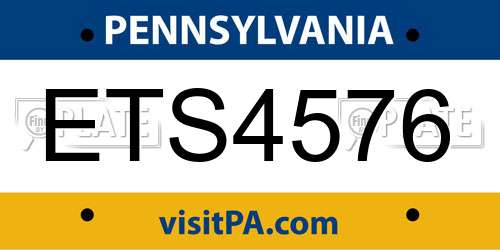 ETS4576 Pennsylvania License Plate