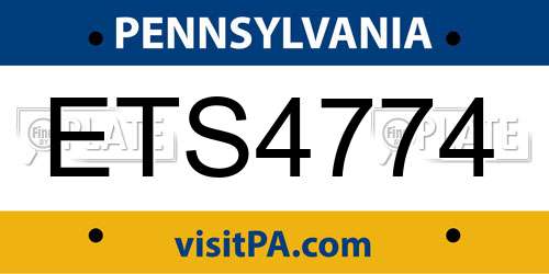 ETS4774 Pennsylvania License Plate