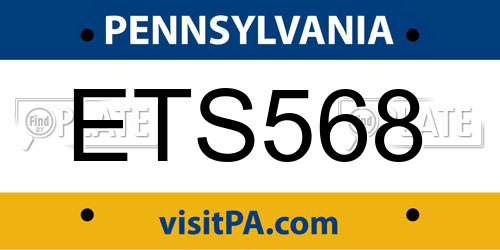 ETS568 Pennsylvania License Plate