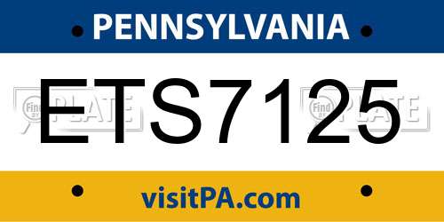 ETS7125 Pennsylvania License Plate