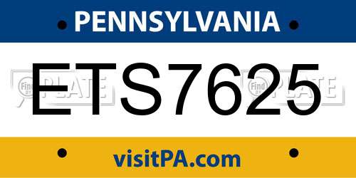 ETS7625 Pennsylvania License Plate