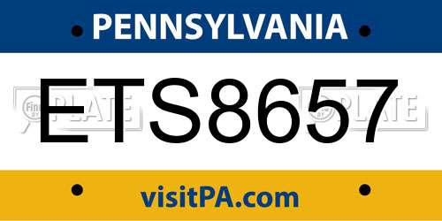 ETS8657 Pennsylvania License Plate