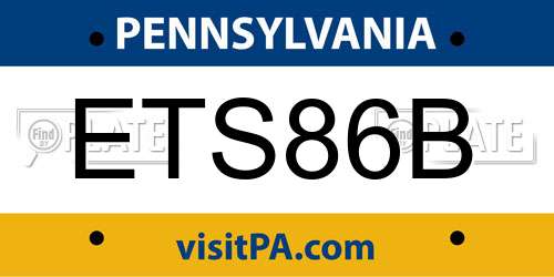ETS86B Pennsylvania License Plate