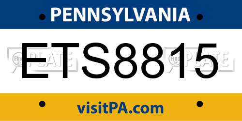 ETS8815 Pennsylvania License Plate