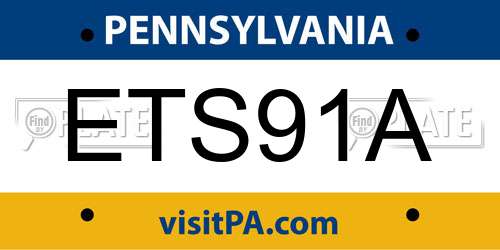 ETS91A Pennsylvania License Plate