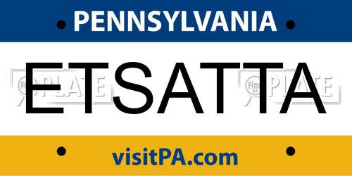 ETSATTA Pennsylvania License Plate
