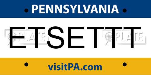 ETSETTT Pennsylvania License Plate