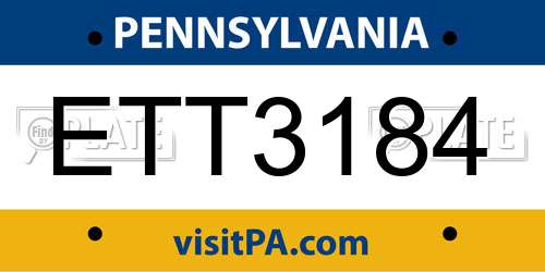 ETT3184 Pennsylvania License Plate