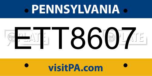 ETT8607 Pennsylvania License Plate