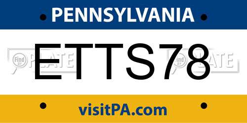 ETTS78 Pennsylvania License Plate