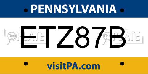 ETZ87B Pennsylvania License Plate