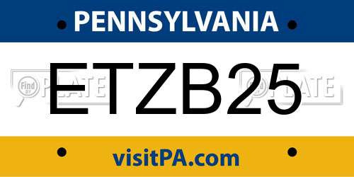 ETZB25 Pennsylvania License Plate