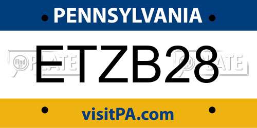ETZB28 Pennsylvania License Plate