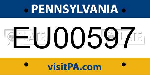 EU00597 Pennsylvania License Plate