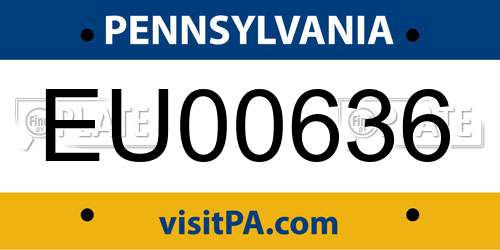 EU00636 Pennsylvania License Plate
