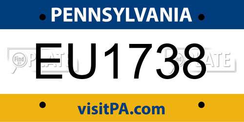 EU1738 Pennsylvania License Plate