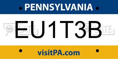 EU1T3B Pennsylvania License Plate