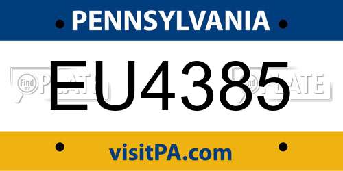EU4385 Pennsylvania License Plate