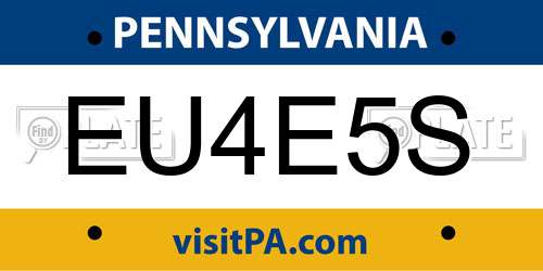 EU4E5S Pennsylvania License Plate
