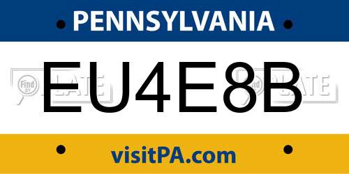 EU4E8B Pennsylvania License Plate