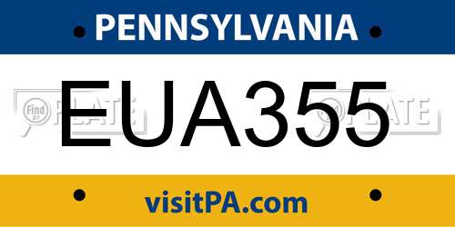 EUA355 Pennsylvania License Plate