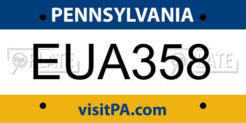 EUA358 Pennsylvania License Plate