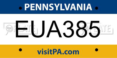 EUA385 Pennsylvania License Plate