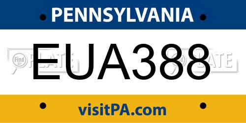 EUA388 Pennsylvania License Plate