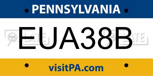 EUA38B Pennsylvania License Plate