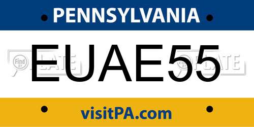 EUAE55 Pennsylvania License Plate