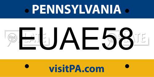 EUAE58 Pennsylvania License Plate