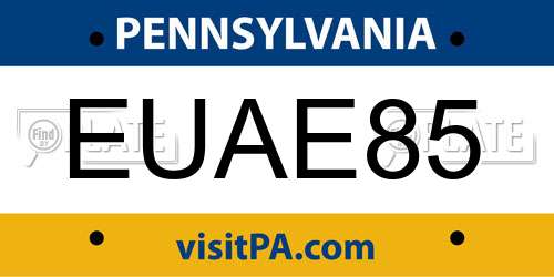 EUAE85 Pennsylvania License Plate