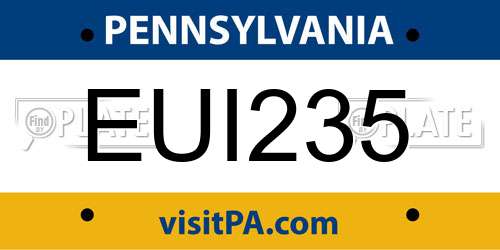 EUI235 Pennsylvania License Plate