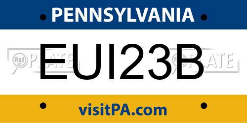 EUI23B Pennsylvania License Plate